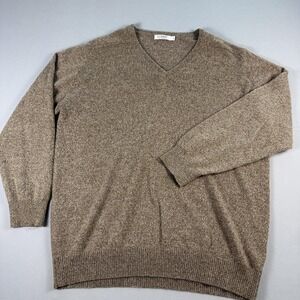 Lochmere Sweater Mens Large Brown Pure Cashmere V Neck Pullover Soft Lightweight